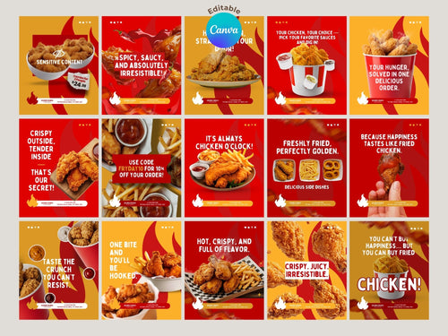 120 Foods  Instagram Templates – Editable Canva Template – Instant Download