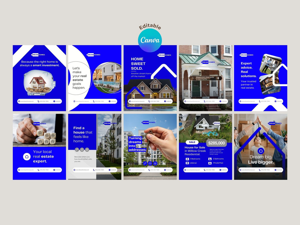 Real Estate Instagram Templates – Editable Canva Template – Instant Download