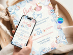 Elephant Gender Reveal Invitation – Watercolor Plane Theme – Editable Canva Template – Share or Printable 5x7 – Instant Download