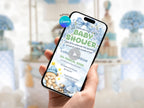 Cute Blue Baby Bear Baby Shower – Editable Canva Template – Share video mp4 – Instant Download