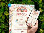 Circus Watercolor Invitation – Editable Canva Template – Share or Printable 5x7 – Instant Download