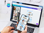Cute Astronaut Birthday Invitation – Editable Canva Template – Share video mp4 – Instant Download