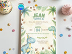 Dinosaur Watercolor Invitation – Editable Canva Template – Share or Printable 5x7 – Instant Download