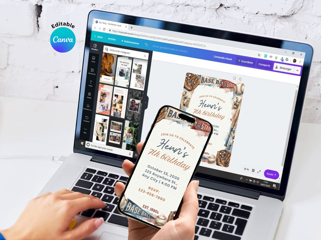 [FREE SAMPLE] Baseball Invitation | Editable Canva Template - Instant Download