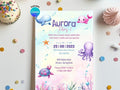Pink Under The Sea Invitation – Editable Canva Template – Share or Printable 5x7 – Instant Download