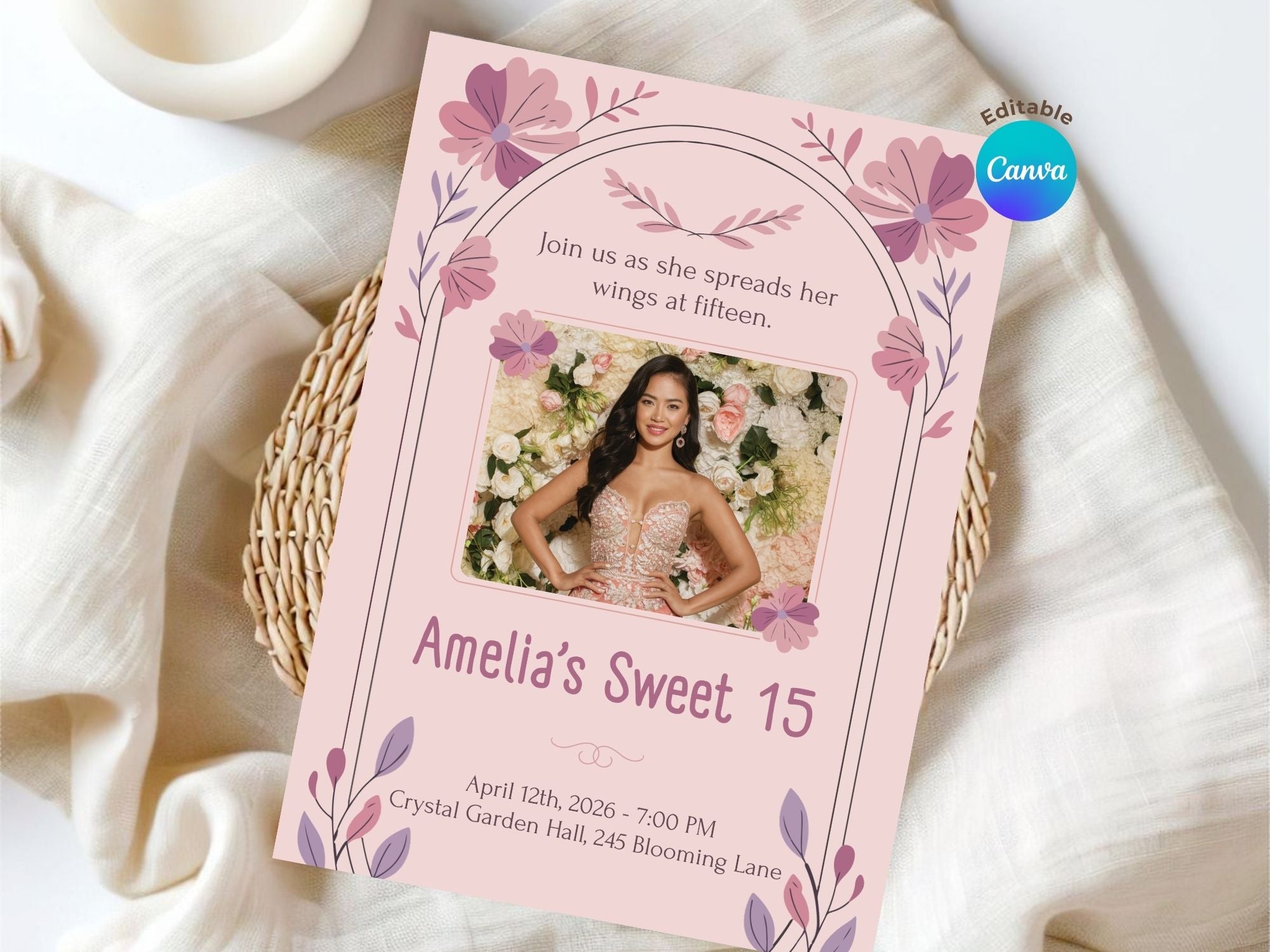Sweet 15 Invitation – Watercolor Plane Theme – Editable Canva Template – Share or Printable 5x7 – Instant Download