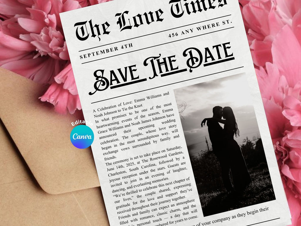 Eternal Vows Wedding Invitation – Editable Canva Template – Share or Printable 5x7 – Instant Download