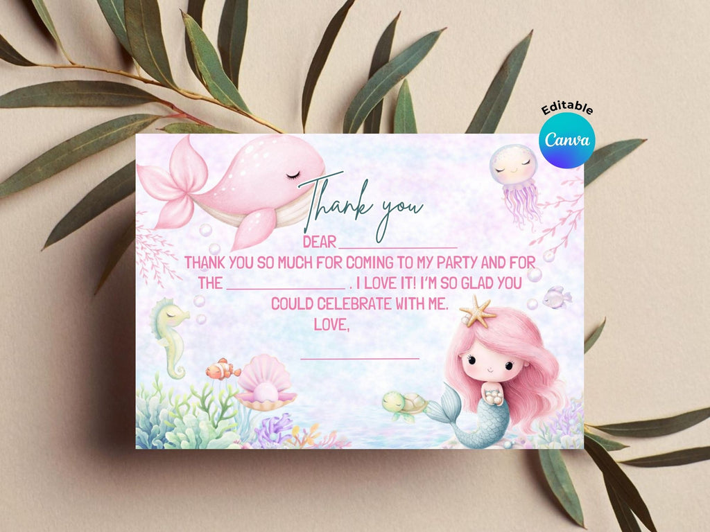 Pink Under The Sea Invitation FULL PARTY BUNDLE - Video Invite & Matching Printables
