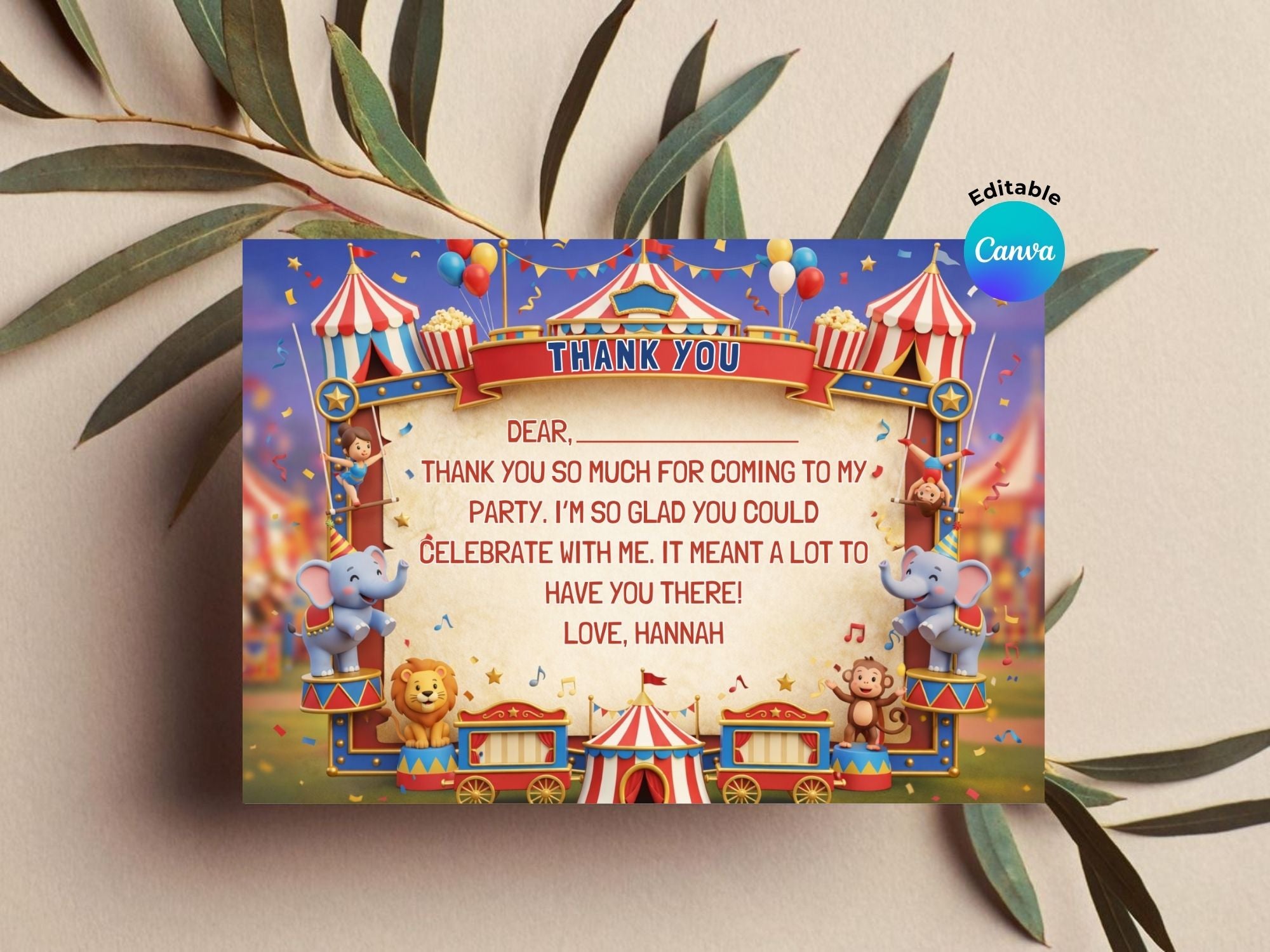 Kids Circus Invitation FULL PARTY BUNDLE - Video Invite & Matching Printables