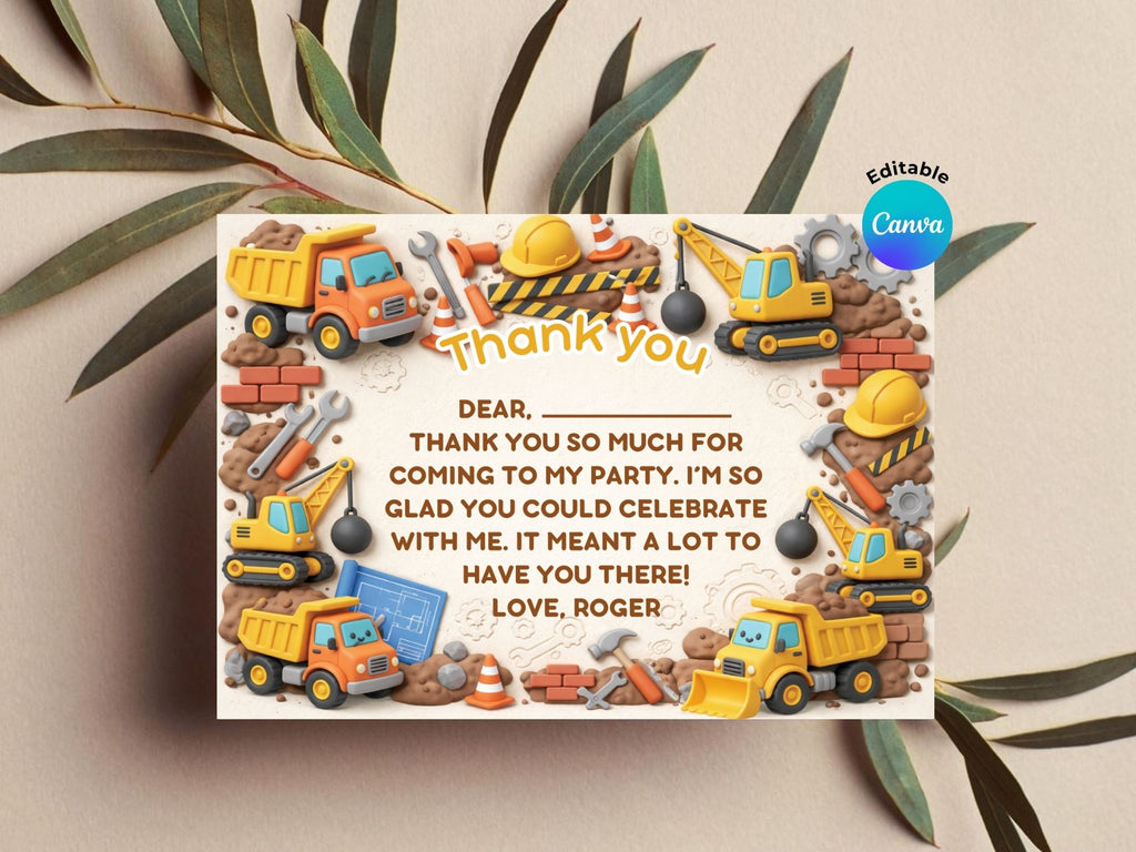 Construction Invitation FULL PARTY BUNDLE - Video Invite & Matching Printables