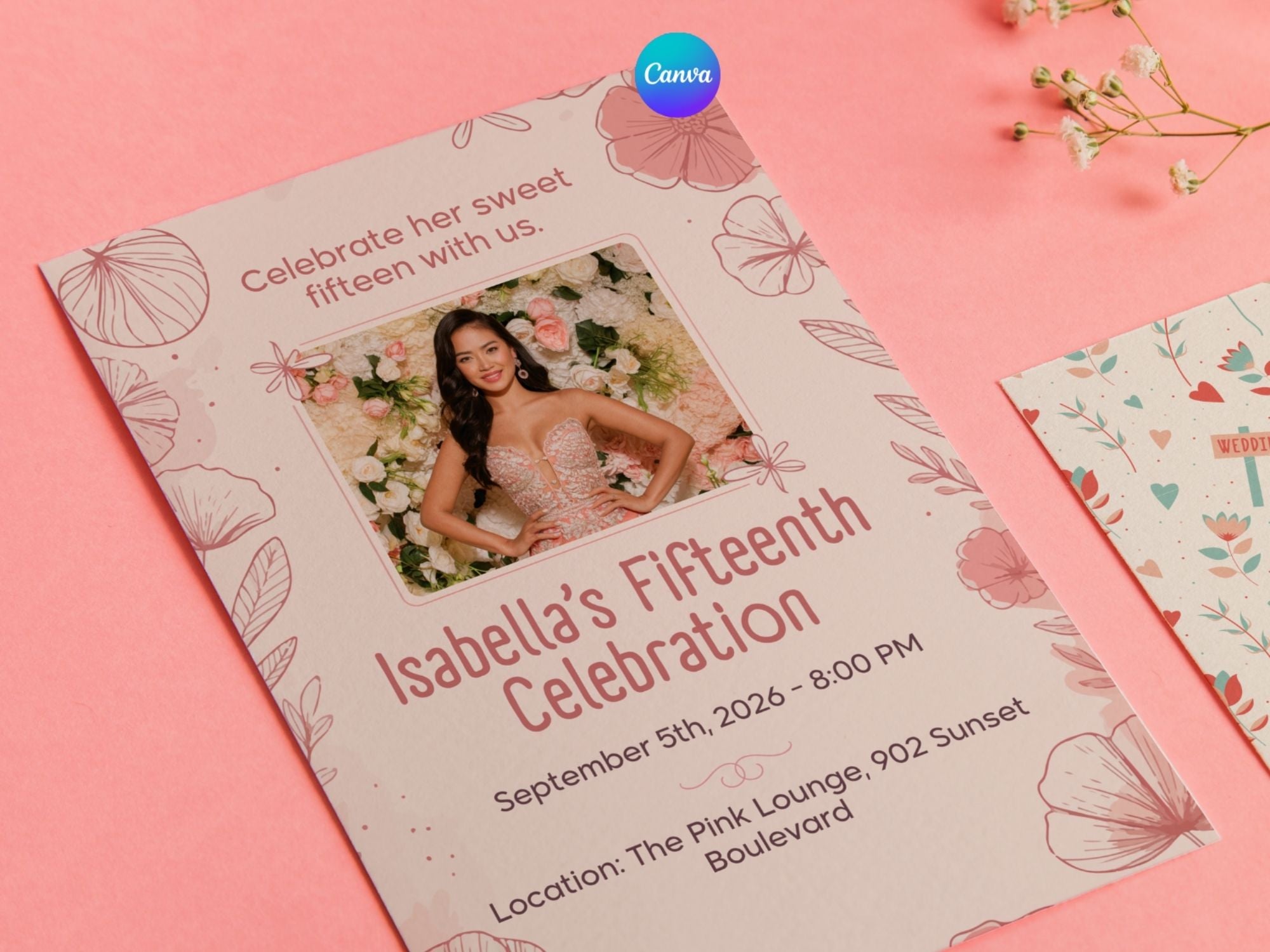 Fifteen Celebration Invite – Watercolor Plane Theme – Editable Canva Template – Share or Printable 5x7 – Instant Download