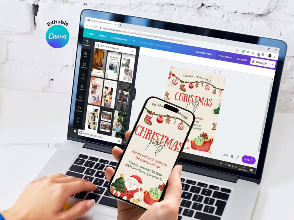 Santa Claus Birthday Invitation – Editable Canva Template – Share or Printable 5x7 – Instant Download