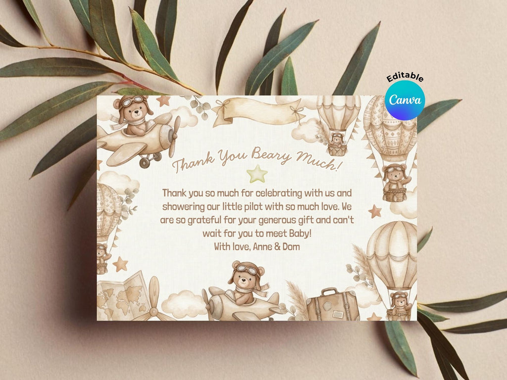 Baby Shower Watercolor Boho Aviator FULL PARTY BUNDLE - Video Invite & Matching Printables