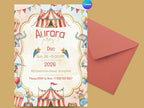 Circus Watercolor Invitation – Editable Canva Template – Share or Printable 5x7 – Instant Download