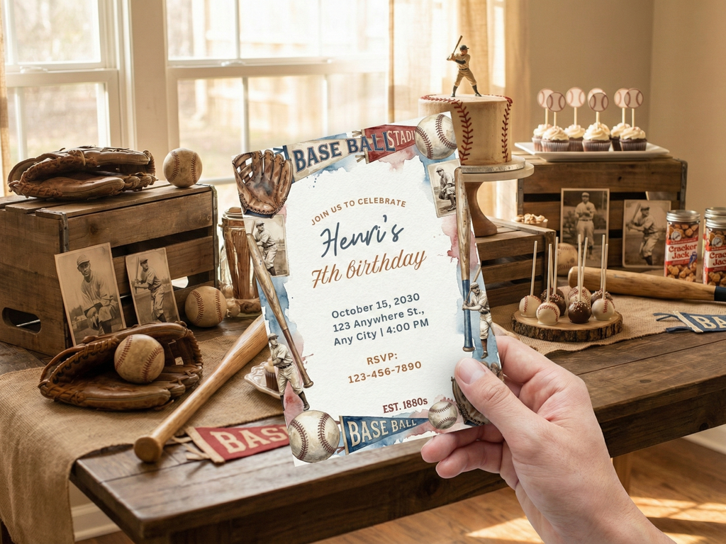 [FREE SAMPLE] Baseball Invitation | Editable Canva Template - Instant Download