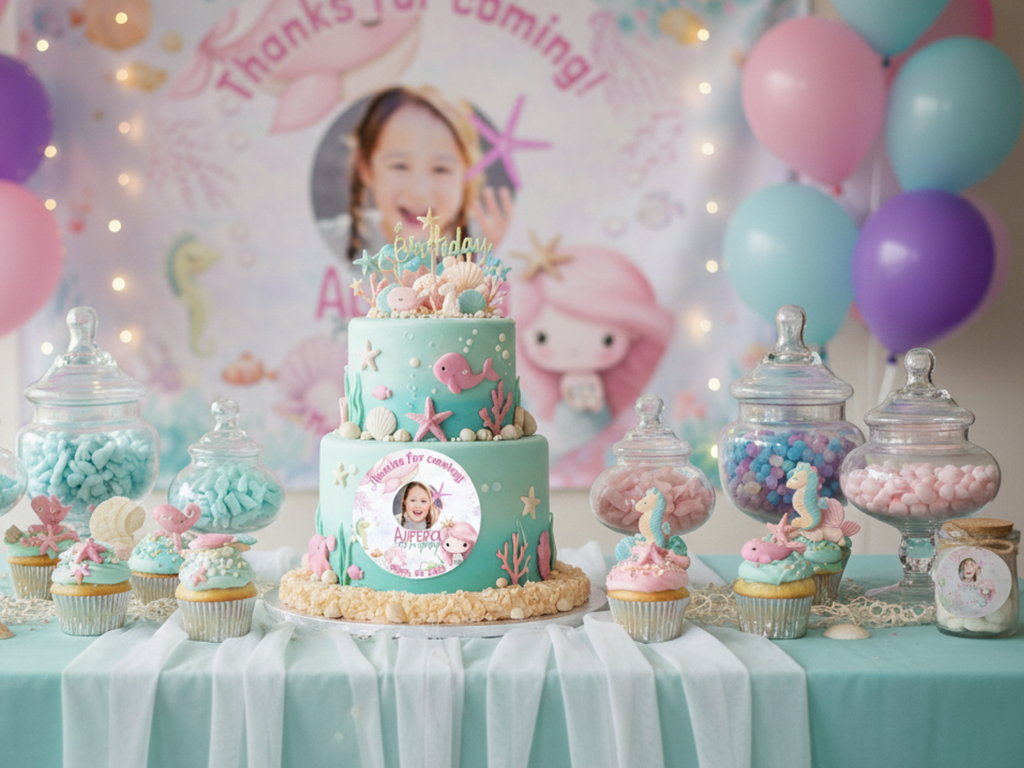 Pink Under The Sea Invitation FULL PARTY BUNDLE - Video Invite & Matching Printables