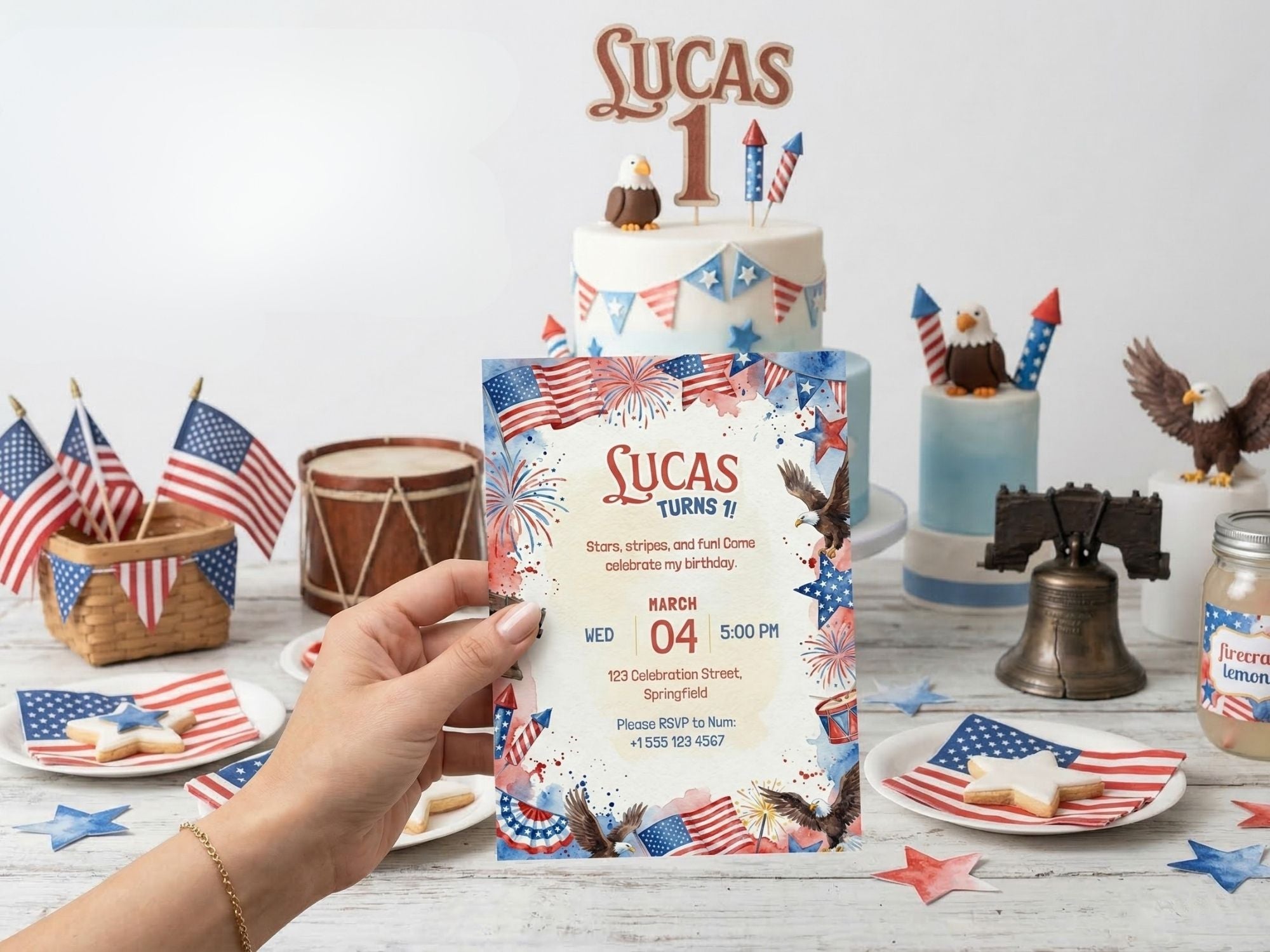 4th Of July Birthday Invitation – Editable Canva Template – Share or Printable 5x7 – Instant Download