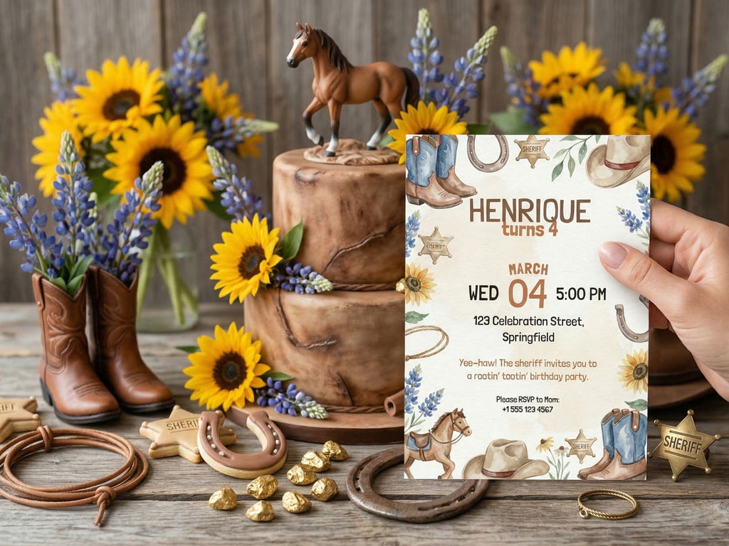 Sheriff Birthday Invitation – Editable Canva Template – Share or Printable 5x7 – Instant Download