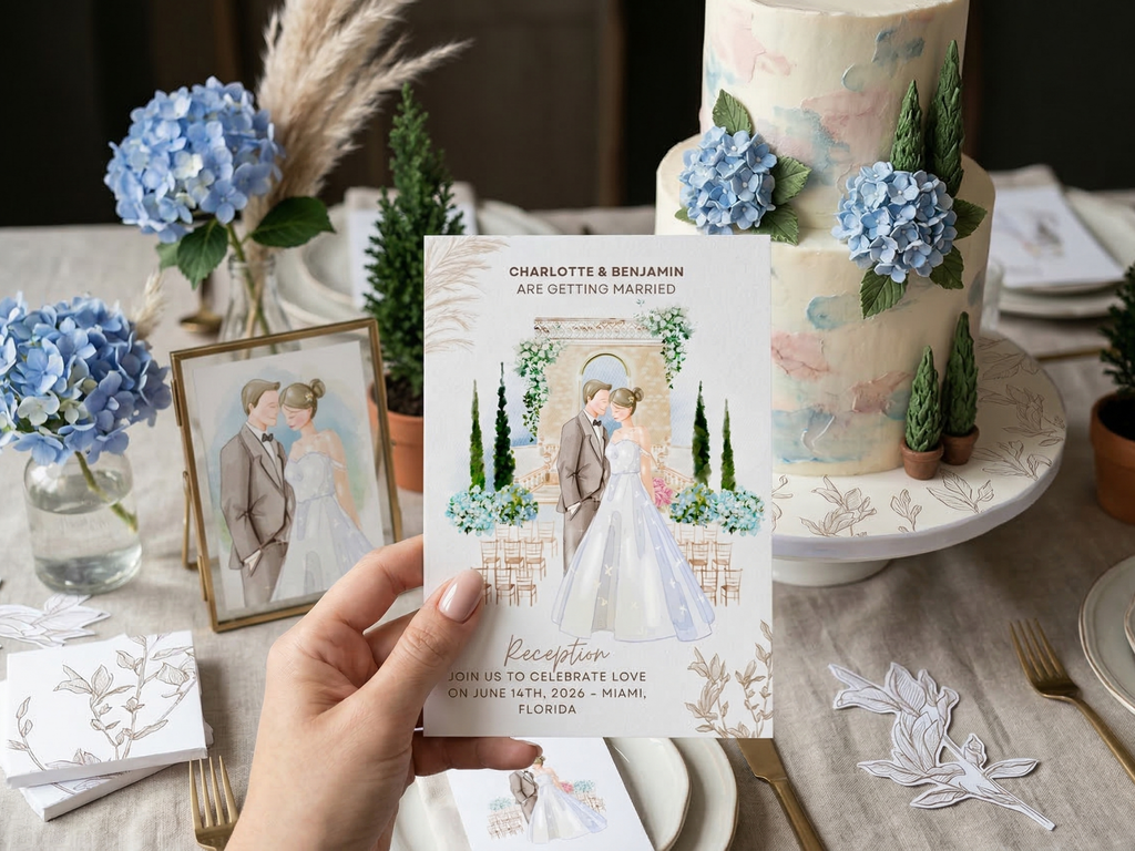 Elegant Vows Invitation – Editable Canva Template – Share video mp4 or Printable – Instant Download
