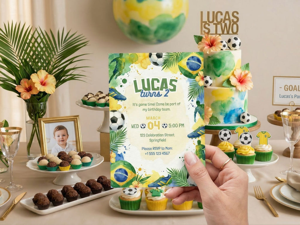Soccer Boy Birthday Invitation – Editable Canva Template – Share or Printable 5x7 – Instant Download