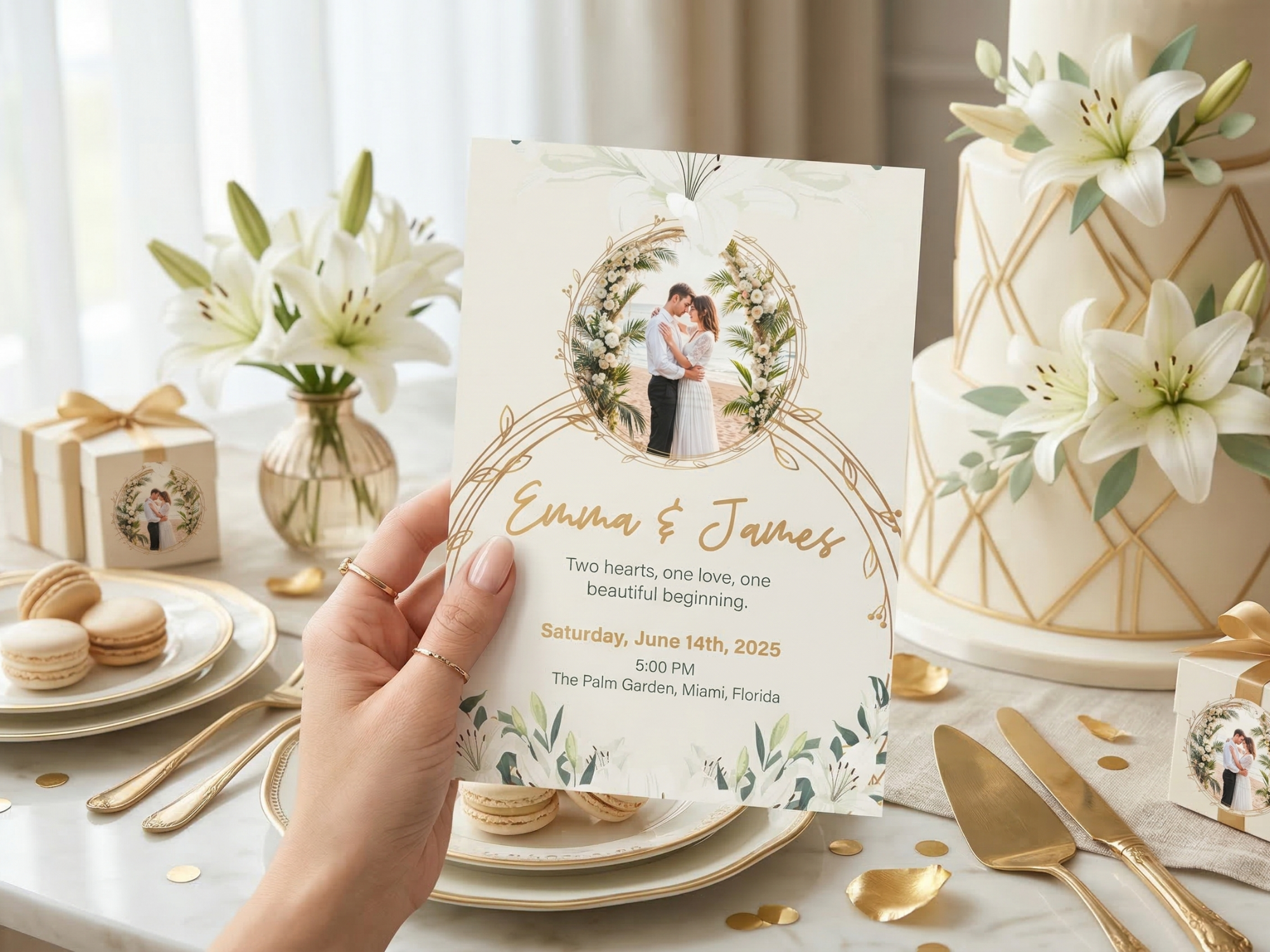 Soft Florals Wedding Invitation – Editable Canva Template – Share or Printable 5x7 – Instant Download
