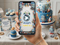 Animated Robot and Rocket Birthday Video Invitation – Editable Canva Template – Share video mp4 – Instant Download