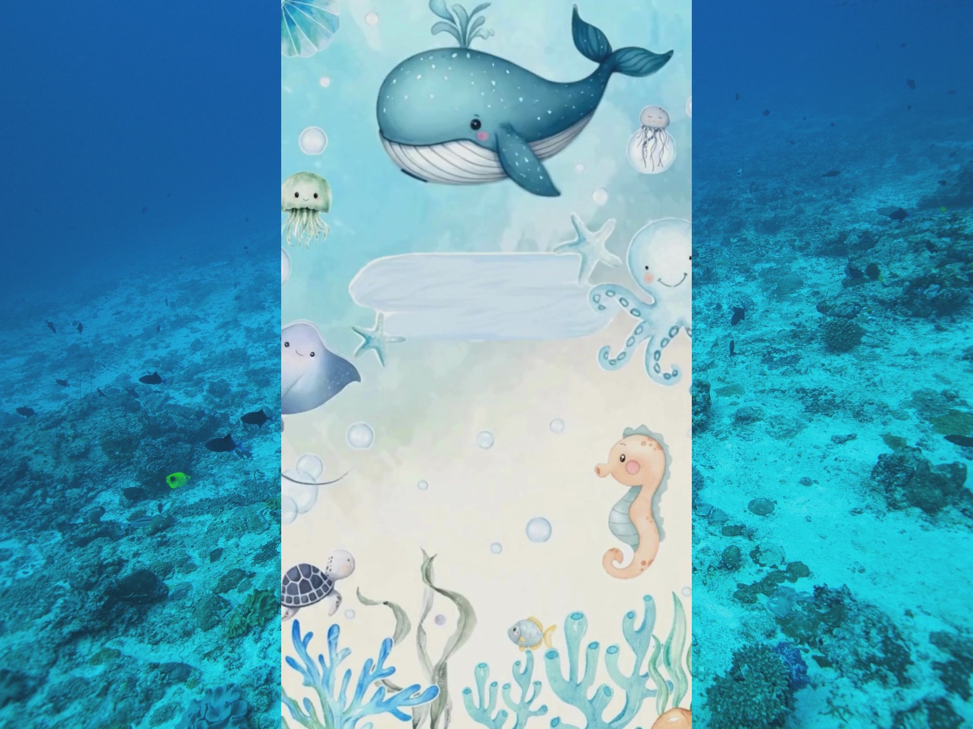 [FREE SAMPLE] Cute Blue Whale Birthday Invitation – Editable Canva Template – Share video mp4 – Instant Download