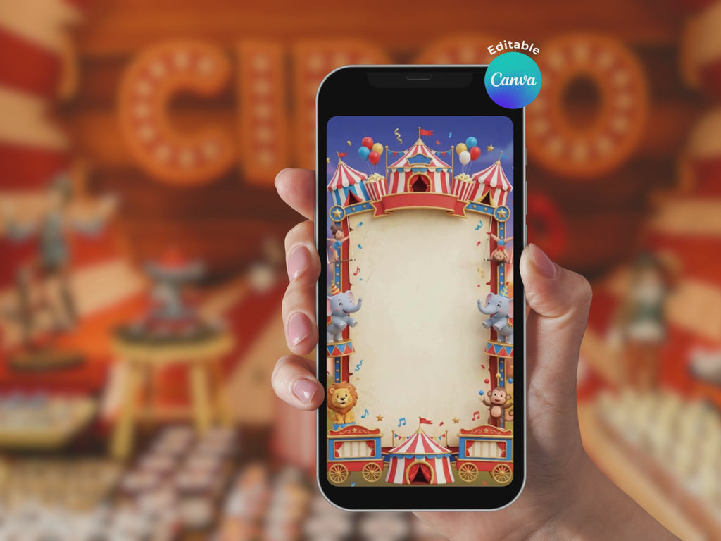 Kids Circus Invitation FULL PARTY BUNDLE - Video Invite & Matching Printables